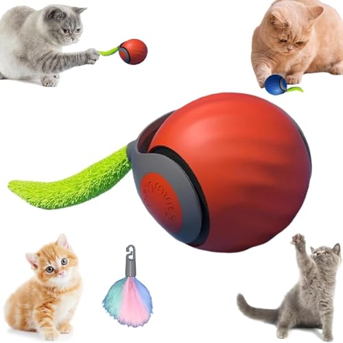 Starnearby Interaktives Katzenspielzeug Elektrisch Ball 2025 Neu Magic Ball Hund Interaktiver Spielball für Hunde Automatisches Katzenspielzeug Selbstbeschäftigung mit Ersatzschwanz (Orange) von Starnearby