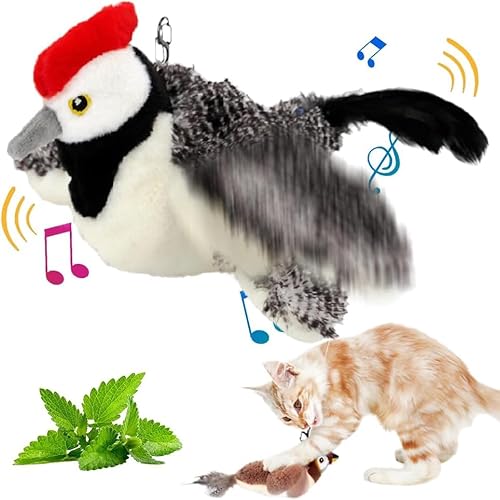 Starnearby Katzenspielzeug Vogel Flattern Fliegender Vogel Katzenspielzeug Selbstbeschäftigung Flappy Bird Cat Toy Interaktives Katzenspielzeug Elektrisch Fliegender Vogel für Katzen (Specht) von Starnearby