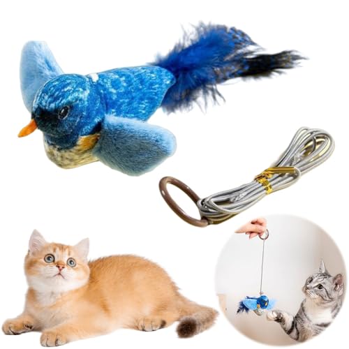 Starnearby Katzenspielzeug Vogel Fliegender Vogel Katzenspielzeug Vogel Flattern Bewegender Vogel Katzenspielzeug Elektronisches Interaktives Fliegendes Vogel Spielzeug Katze Vogel Flattert (Blau) von Starnearby