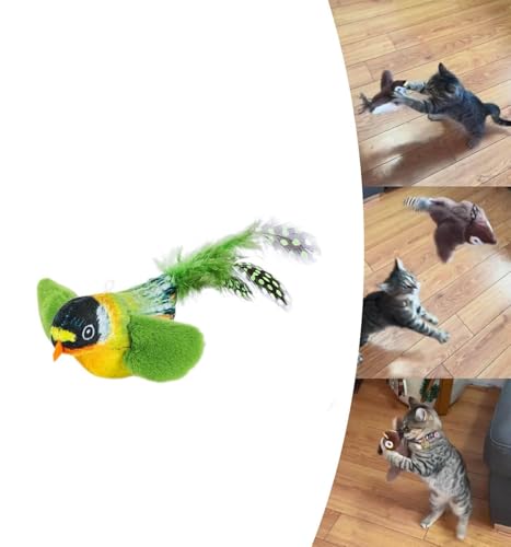 Starnearby Katzenspielzeug Vogel Fliegender Vogel Katzenspielzeug Vogel Flattern Bewegender Vogel Katzenspielzeug Elektronisches Interaktives Fliegendes Vogel Spielzeug Katze Vogel Flattert (Grün) von Starnearby