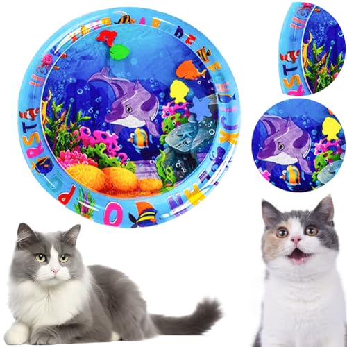 Starnearby Sensorische Wassermatte für Katzen, Wasserspielmatte Katze, Katzenspielzeug Wassermatte, Summer Cat Water Mat, Katzen Spielmatte Wasser, Water Sensor Play Mat Cat (Delfin) von Starnearby