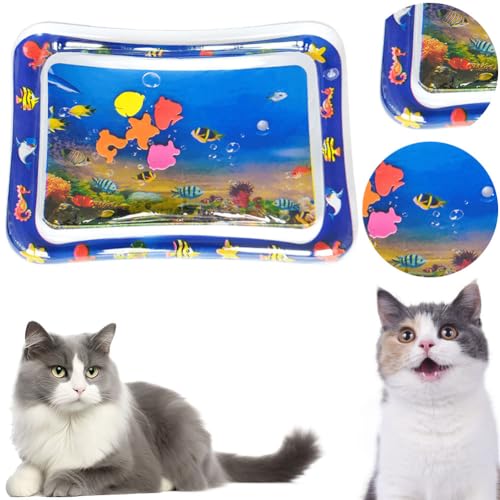 Starnearby Sensorische Wassermatte für Katzen, Wasserspielmatte Katze, Katzenspielzeug Wassermatte, Summer Cat Water Mat, Katzen Spielmatte Wasser, Water Sensor Play Mat Cat (Tropischer Fisch) von Starnearby