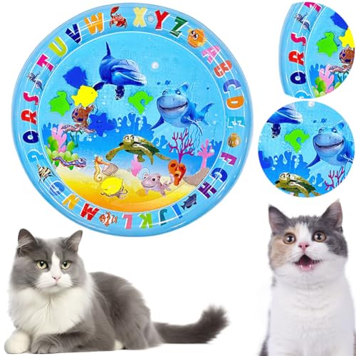 Starnearby Sensorische Wassermatte für Katzen, Wasserspielmatte Katze, Katzenspielzeug Wassermatte, Summer Cat Water Mat, Katzen Spielmatte Wasser, Water Sensor Play Mat Cat (Unterwasserwelt) von Starnearby