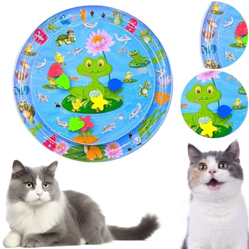 Starnearby Sensorische Wassermatte für Katzen, Wasserspielmatte Katze, Katzenspielzeug Wassermatte, Summer Cat Water Mat, Katzen Spielmatte Wasser, Water Sensor Play Mat Cat (lila Frosch) von Starnearby