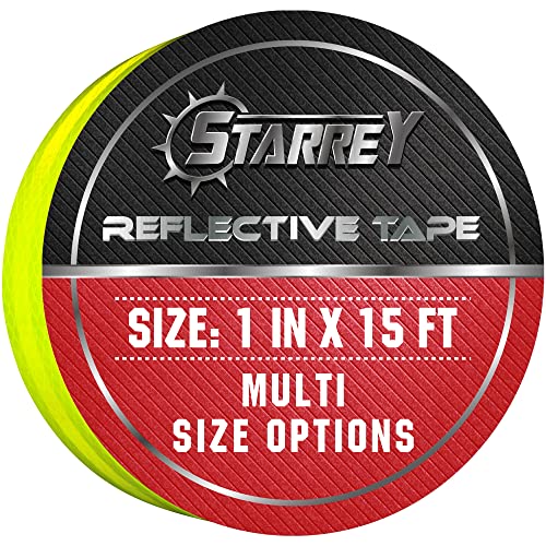 Starrey Reflective Tape 1 inch Wide 15 FT Long DOT-C2 High Intensity Fluorescent Yellow - 1 inch Trailer Reflector Safety Conspicuity Tape for Vehicles Trucks Bikes Cargos Helmets von Starrey