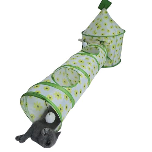 STGBCST Katzentunnel mit Spielball Katzentunnel interaktiver Katzen Spieltunnel Faltbarer Katzentunnel 140x64cm, Hunde Spieltunnel Krabbeltunnel Katzentunnel mit Spielball (Stil 3) von Stgbcst