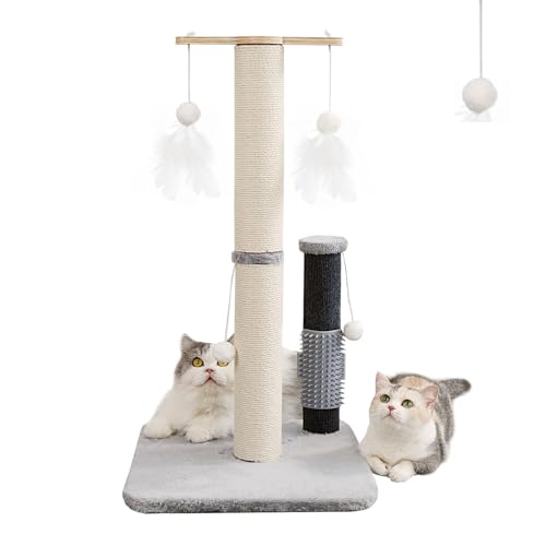 Sthdofrpaits 73,7 cm hoher Kratzbaum, Sisal-Kratzbäume für Indoor-Katzen und Kätzchen, mit extra interaktivem baumelndem Plüschtier, vertikaler Katzenbaumel, Grau von Sthdofrpaits