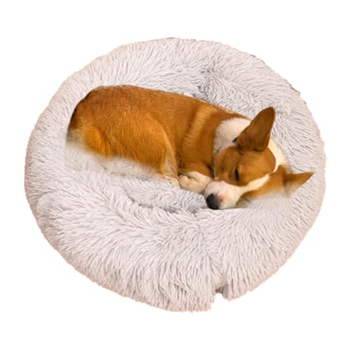 Stibtmr Rundes Donut Cuddler Hundebett, beruhigendes Hundebett für kleine Hunde | Rundes Plüsch-Donut-Kuschelbett,Beruhigende Schlummerschlafhütte für Katzen, Haustierbettmatte für kleine Hunde von Stibtmr