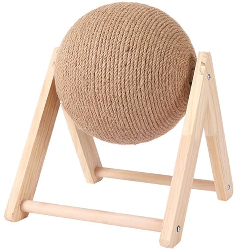 Stibzeup Katze Kratzkugel mit stabilem Ständer natürlicher Sisal-Katzenkratzer Kratzerkratzer-resistentes Katzenkratzerspielzeug mit Ball Interactive Holzkratzer Katzenspielzeug für Innenkatzen, von Stibzeup