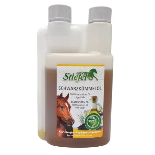 Stiefel Schwarzkümmelöl für Pferde, 100% naturreines Öl, kaltgepresst, optimale Unterstützung für Haut, Fell, Atemwege, Immunsystem & Verdauung, mit mehrfach ungesättigten Fettsäuren, 250 ml von Stiefel