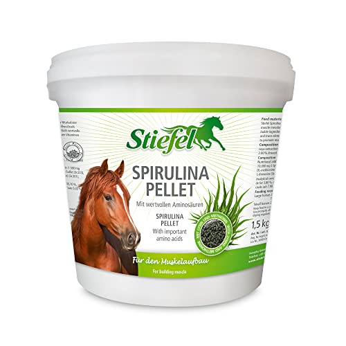 Stiefel Spirulina für Pferde, zur Unterstützung des Muskelstoffwechsels, begünstigt den Muskelaufbau, Algen, Mikroalge, ideal für Freizeit-, Sport-, Leistungs- & Zuchtpferden, Peletts, 1,5kg von Stiefel
