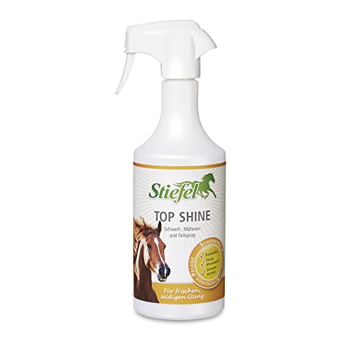 Stiefel Top Shine für Pferde, Fell-, Mähnen- & Schweifspray für seidigen Glanz, verhindert Knotenbildung, unsichtbare Schutzfilm, hochwertige Pflege für Fell, Mähne & Schweif des Pferdes, 750ml von Stiefel