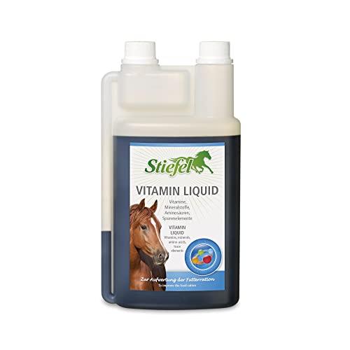 Stiefel Vitamin Liquid für Pferde, hochwertiger Futterzusatz mit wertvollen Vitaminen, Spurenelementen & Aminosäuren für Sport-, Leistungs- & Zuchtpferden, flüssige mit Dosierflasche, 1l von Stiefel