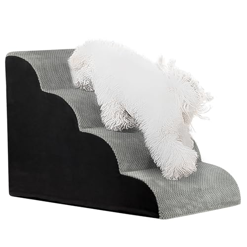 Storystore Hundetreppe 4 Stufen, 50cm Hundetreppe für Kleine Hunde, Haustiertreppe Katzentreppe für Sofa Bett, Hunde Treppe Hunderampe mit Abnehmbarem,Waschbarem Bezug und Rutschfestem Boden von Storystore