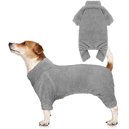 Fuzzy Hunde-Pyjama, Rollkragen-Hundekleidung, warm, weich, gemütlich, leicht, für große Hunde (Grau-L) von Stpiatue