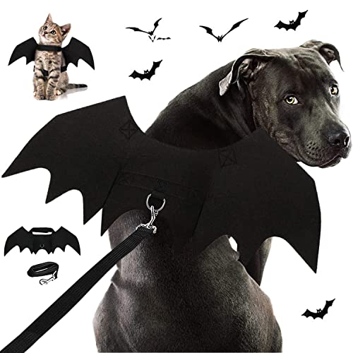 Strangefly Halloween Hund Fledermaus Kostüm, Hund Fledermaus Flügel mit Haustierleinen, Lustige Hund Coole Bekleidung Dekoration, Dress Up Party Zubehör für Katze Welpen Kleine Mittlere Große Hunde von Strangefly