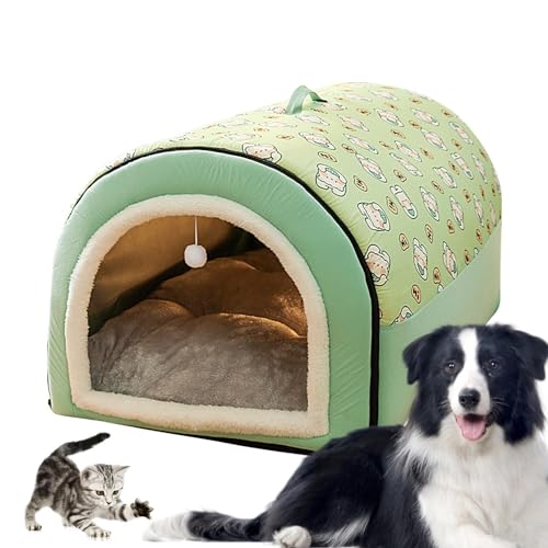 Streysisl Hundehöhle | 2-in-1 abnehmbares Katzenbett mit Kugelanhänger - Überdachtes Katzennest, waschbarer und bequemer Katzenversteck, gemütliches Hundebett mit Abdeckhöhle für Haustiere, von Streysisl