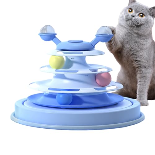 Streysisl Katzen-Spinnerspielzeug, Katzenspielzeug, Rollkugelbahn - 4-stufiges lustiges Katzen-Drehteller-Spielzeug - Haustierzubehör für Kätzchen, große und kleine mittelgroße Katzen zum Spielen von Streysisl