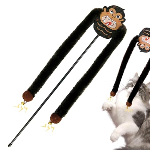 Streysisl Katzen-Teaser-Zauberstab, Katzen-Teaser-Spielzeug - Orang-Utan Spielzeug für Katzen,Katzenstockspielzeug mit Glöckchen, interaktives Katzenspielzeug, Katzenspielzeug für Hauskatzen zum von Streysisl