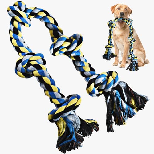Stride Hunde-Kauspielzeug für aggressive Kauer, 0,9 m Hundeseil mit 5 Knoten, ideal für mittelgroße und große Hunderassen, Hundeseilspielzeug für die Zahnreinigung, dickes unzerstörbares Seilspielzeug von Stride