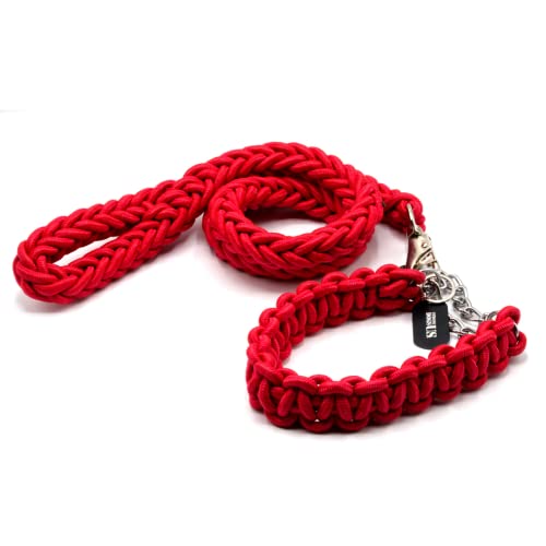 Power-Leash Chrome/das Starke Hundeleine-Set für deinen Begleiter (Rot, L) von Strong Dogs US.