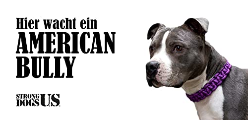 Strong Dogs US. /Hundeschild Warnschild Achtung Hier wache ich/Hinweisschild Gartentor Gartenzaun - Türschild Haustüre Warnschild/Abschreckung Einbruchschutz (American Bully) von Strong Dogs US.