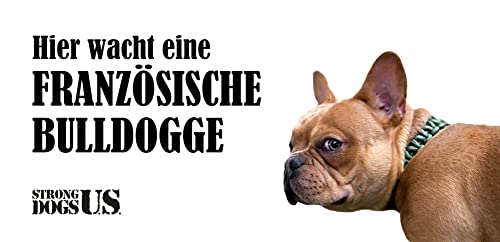 Strong Dogs US. /Hundeschild Warnschild Achtung Hier wache ich/Hinweisschild Gartentor Gartenzaun - Türschild Haustüre Warnschild/Abschreckung Einbruchschutz (Französische Bulldogge) von Strong Dogs US.