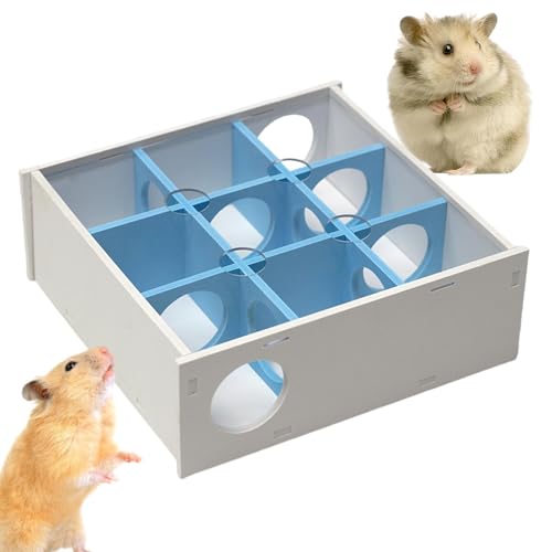 Hamsterlabyrinth, Mehrkammer-Hamsterversteck - 9-Kammer-Labyrinth-Tunnel-Hamster-Spielspielzeug aus Holz,Geräumige Verstecke mit mehreren Räumen, Hamstertunnelspielzeug für kleine Rassen und von Stronrive