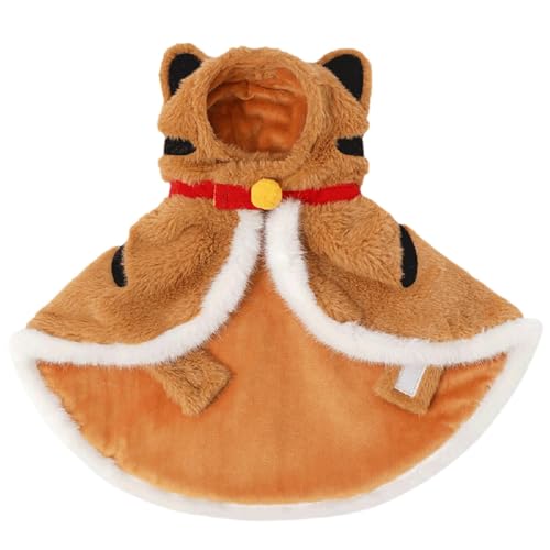 Haustier Weihnachtskostüme Cape, Tiger Halloween Kostüm Für Katze, Warmer Kapuzenmantel Für Katzen, Weiche Niedliche Haustier Winterkleidung Für Zuhause von Stronrive