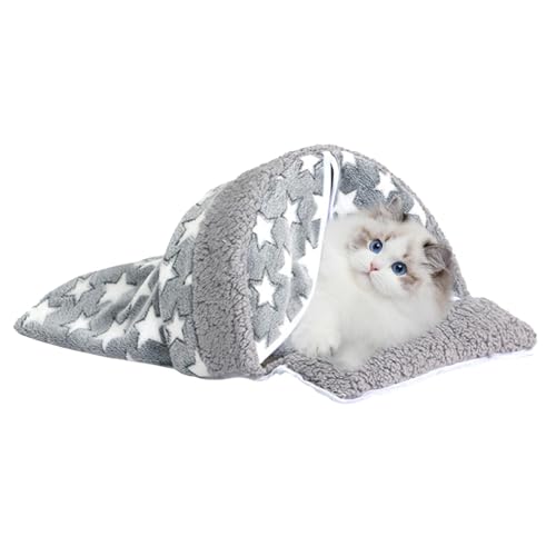 Katzenschlafsack, bequemes Katzenschlafbett Kuschelsack Bogenförmig, rutschfest, waschbar, Katzenzelt, bedecktes Katzenbett geschlossen, für Indoor-Katzen von Stronrive