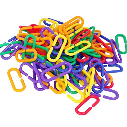 Kunststoff Haken Kettenglieder, 100 Stück C-Clips Haken Kettenspielzeug für Vögel, Regenbogen Farbe C-Clips Haken Kettenglieder C-Lin Kinder Pädagogisches Lernspielzeug von Stronrive