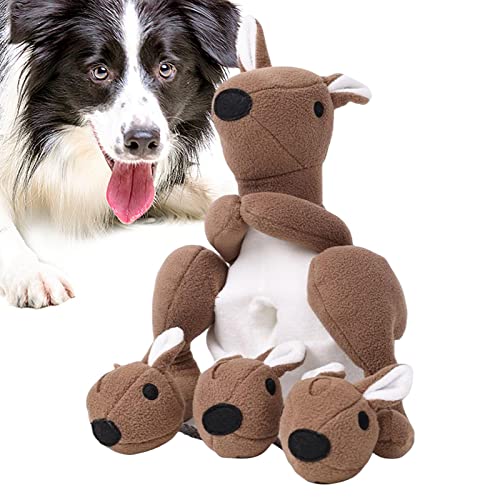 Stronrive Schnüffelspielzeug für Hunde | Interaktives Hundepuzzle-Spielzeug in niedlicher Känguru-Form,Quietschendes Plüsch-Kauspielzeug für Welpen, Hunde, Schnüffelteppich, Haustierspielzeug von Stronrive