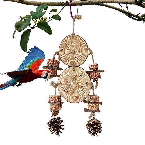 Stronrive Vogelspielzeug | Vogelkauspielzeug - Kiefernzapfen-Dekor mit Schnabelschärffunktion, Metallhaken-Design und Massivholz für Caique, Eclectus, kleine Kakadus und ähnliche Vögel von Stronrive