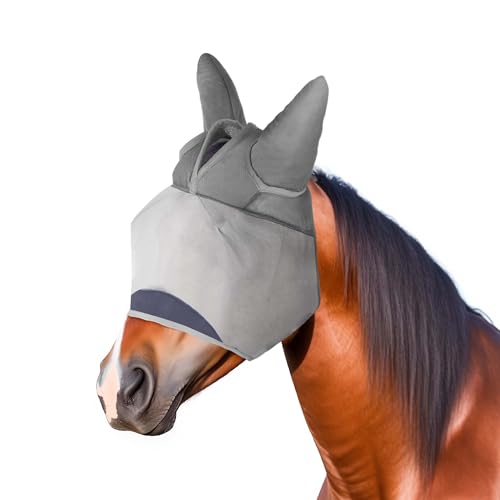 Pferd Fliegenmaske, Super Komfort Fliegenmasken für Pferde, Einstellbar UV-Schutz Atmungsaktivität Pferde Fliegenmasken mit Ohren, Pony Mini Equine Fliegenmaske (X-Small) von Stuffed