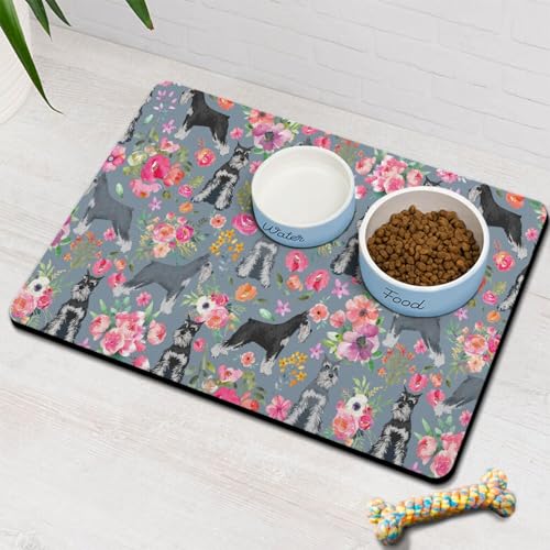 Schnauzer Hundefutter- und Wassermatte, Haustier-Futtermatte für Boden, rutschfest, wasserdicht, super saugfähig, leicht zu reinigen, umweltfreundlich, langlebig, 43,2 x 76,2 cm von Stunnoosy