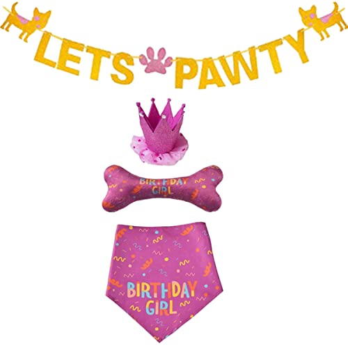 Stuurvnee Hund Geburtstag Bandana Hut Knochen Spielzeug Hund Party Set Haustier Party Lieferanten Haustiere Geburtstags Dekorationen(Rosa) von Stuurvnee