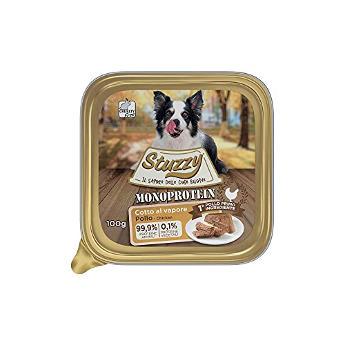 Stuzzy, Monoprotein Grain & Gluten Free, Nassfutter für Hunde, Erwachsene, Geschmack, Huhn, Zubereitung in Pastete, insgesamt 3,2 kg (32 Becher x 100 g) von Stuzzy