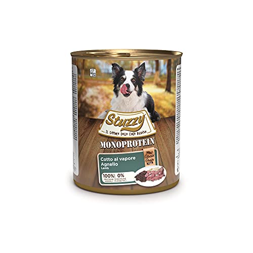 Stuzzy, Nassfutter für ausgewachsene Hunde, Geschmack Lamm, Monoprotein in Pastete, insgesamt 4,8 kg (6 Dosen x 800 g) von Stuzzy