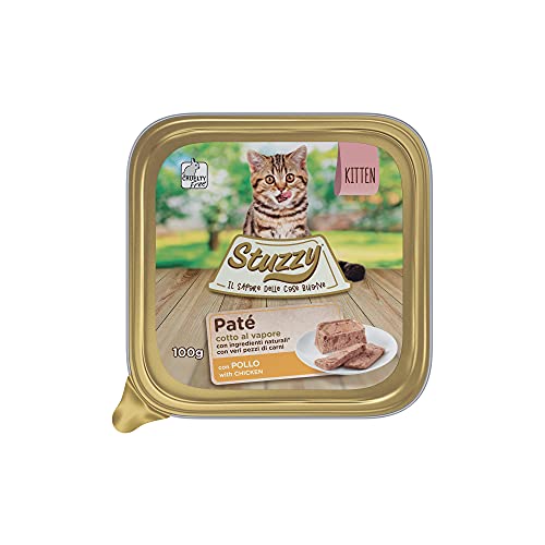 Stuzzy Mister, Nassfutter für Kätzchen, Huhn, Linie Pastete und Fleisch in Stücken, insgesamt 3,2 kg (32 Becher x 100 g) von Stuzzy