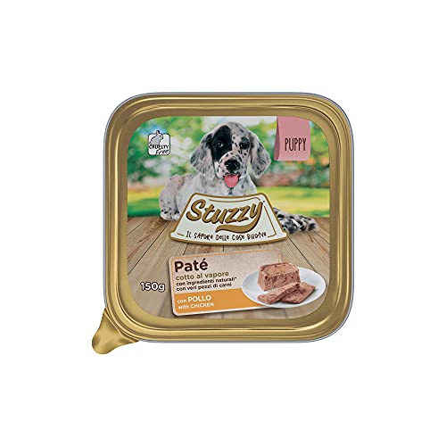 Stuzzy Mister, Nassfutter für Welpen, Huhn, Pastete und Fleisch in Stücken, insgesamt 3,3 kg (22 Becher x 150 g) von Stuzzy