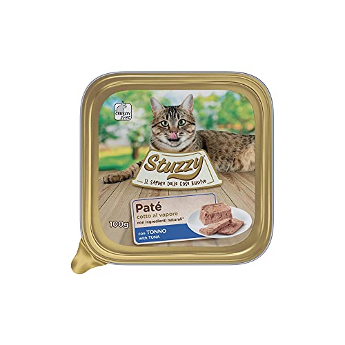 Stuzzy Mister Nassfutter für ausgewachsene Katzen, Geschmack Thunfisch, Linie Pastete und Fleisch in Stücken, insgesamt 3,2 kg (32 Becher x 100 g) von Stuzzy