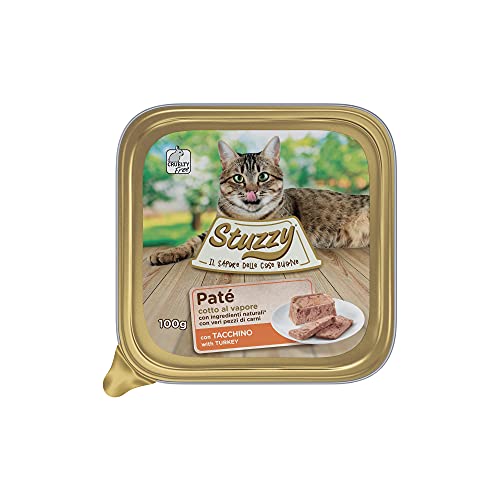 Stuzzy Mister Nassfutter für ausgewachsene Katzen, Truthahn, Linie Pastete und Fleisch in Stücken, insgesamt 3,2 kg (32 Becher x 100 g) von Stuzzy