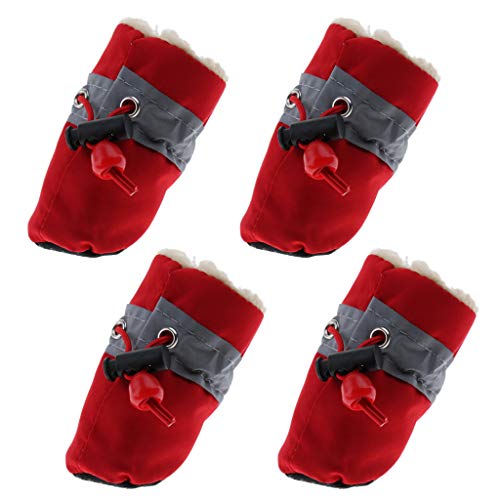 4 Stück/Packung Haustier Hund Welpen Schuhe Outdoor Walk rutschfeste Stiefel Booties Rot S von Suammiitstrieadea