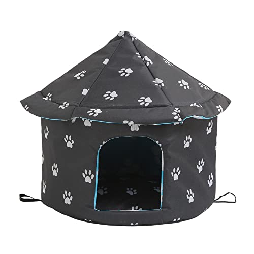 Oxford Cloth Outdoor Feral Cats Warm House Waterproof Bed Kennel Tent Winter Round S Black von Suammiitstrieadea