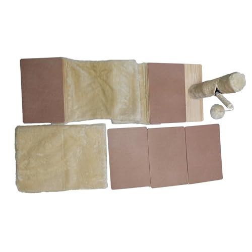 Kletterwand Katzen Set katzenwand-Massivholz inkl. 3X Katzentreppe Wand Katzenliege | Katzen Wandelemente | Kletterwand Katzen | Katzenhängematte | Kratzbaum MU04 (Beige) von Sublimei