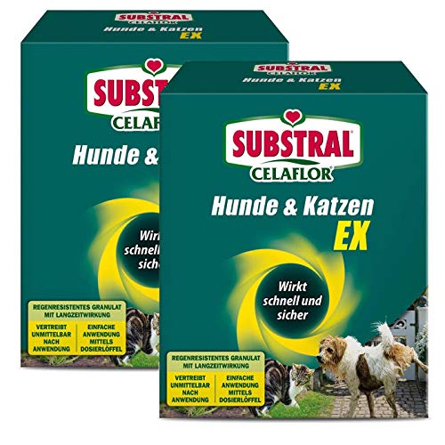 Substral-Celaflor Hunde & Katzen Ex Fernhaltemittel-Granulat Sparpaket, 2 x 200 g + Zeckenzange mit Lupe von Substral-Celaflor