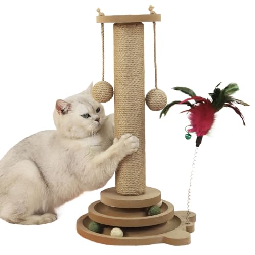 Sucritude,Katzenball Turm | Vertikale Kletterlandschaft Mit Spielstab Und 2 Sisalbällen Für Welpen Kätzchen Hunde Indoor Spiel Sucritude,Katzenball Turm | Vertikale Kletterlandschaft Mit Spielstab Und 2 Sisalbällen Für Welpen Kätzchen Hunde Indoor Spiel von Sucritude
