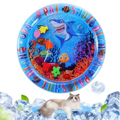 Sucritude Katzen Sinnesmatte, Kühlende Matte Mit Schwimmenden Fischen, Aufblasbare Runde Matte mit Schwimmenden Fischen gegen Langeweile für Bewegung und Jagdtrieb Sucritude Katzen Sinnesmatte, Kühlende Matte Mit Schwimmenden Fischen, Aufblasbare Runde Matte mit Schwimmenden Fischen gegen Langeweile für Bewegung und Jagdtrieb von Sucritude