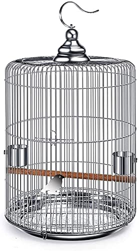 Vogelkäfig Ständer for Haustier-Vogelkäfige, Papageienhaus, Vogelkäfige, Heimtierbedarf, Edelstahl-Vogelkäfig, Outdoor-Vogelvilla, runder Flug-Vogelkäfig ( Size : 44cm high ) von Sudemota