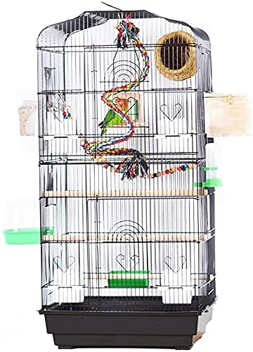 Vogelkäfig Stand Pet Bird Flight Cages Parrot Pet House Birdcages Gefalteter Metall-Papagei-Vogelkäfig aus Schmiedeeisen plus hoher Käfig, kreative Malerei, Augenbrauen-Vogelkäfig ( Color : Black-Upgr von Sudemota